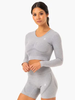 Staples Seamless Long Sleeve Top - Grey Marl