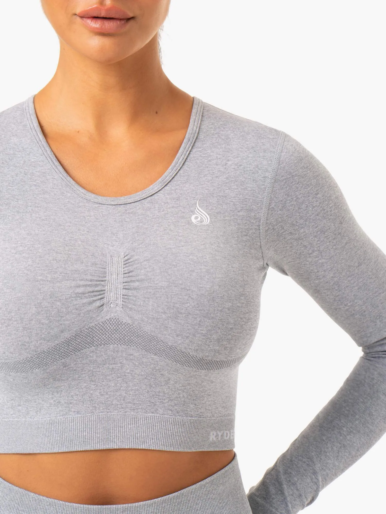 Staples Seamless Long Sleeve Top - Grey Marl