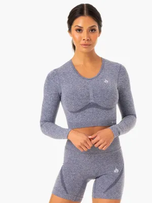 Staples Seamless Long Sleeve Top - Navy Marl