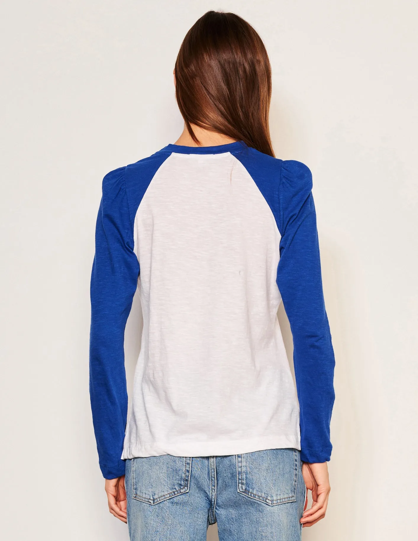 Sundry Heart Long Sleeve Contrast Sleeve Tee in Symphony