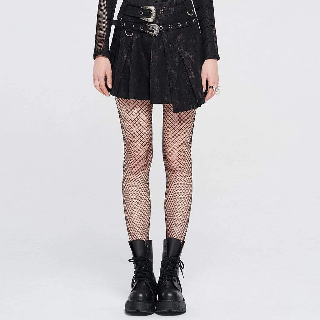 Women's Gothic Snakeskin Irregular Skirts With Belt
