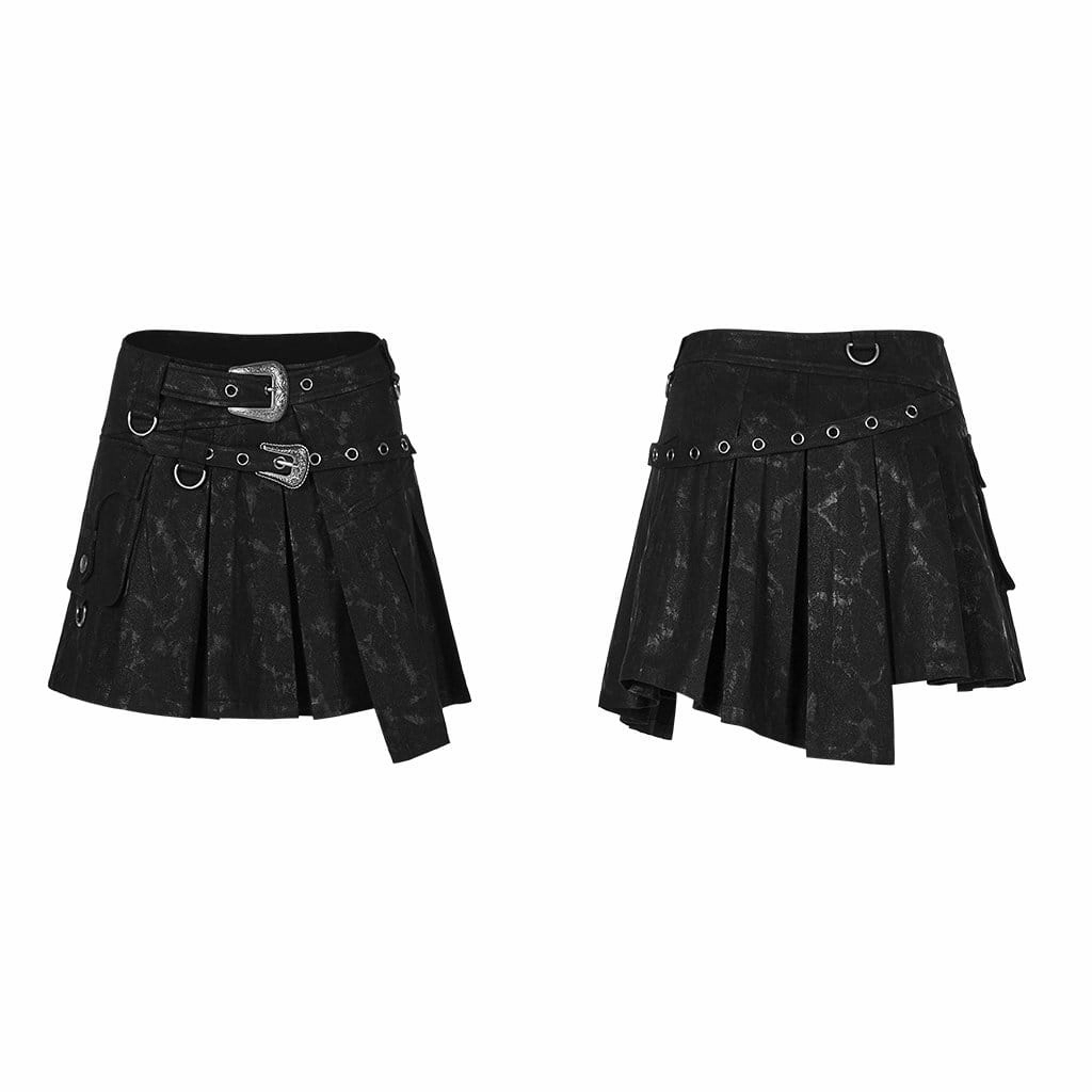 Women's Gothic Snakeskin Irregular Skirts With Belt