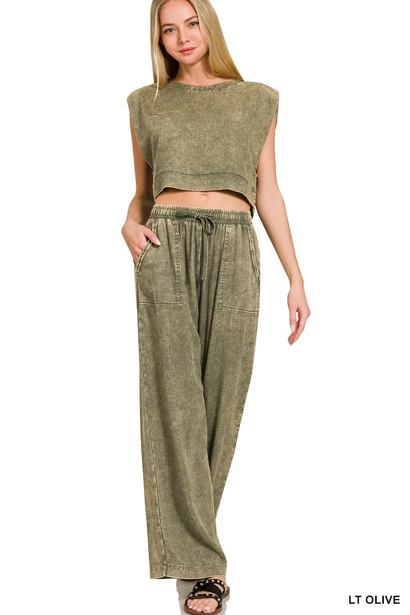 Zenana Linen Blend Palazzo Pant QPW-7188PP