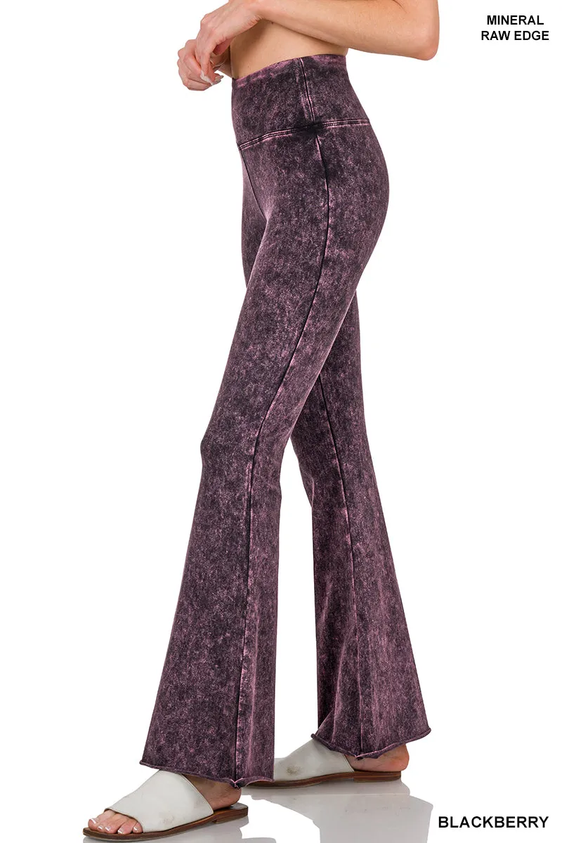 Zenana Mineral Washed High Waist Raw Bottom BootCut Pant SP-102